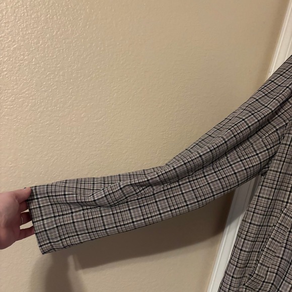 We The Free Free People Cali Grey Plaid Blazer Two Button Jacket Womens XL - Picture 8 of 9